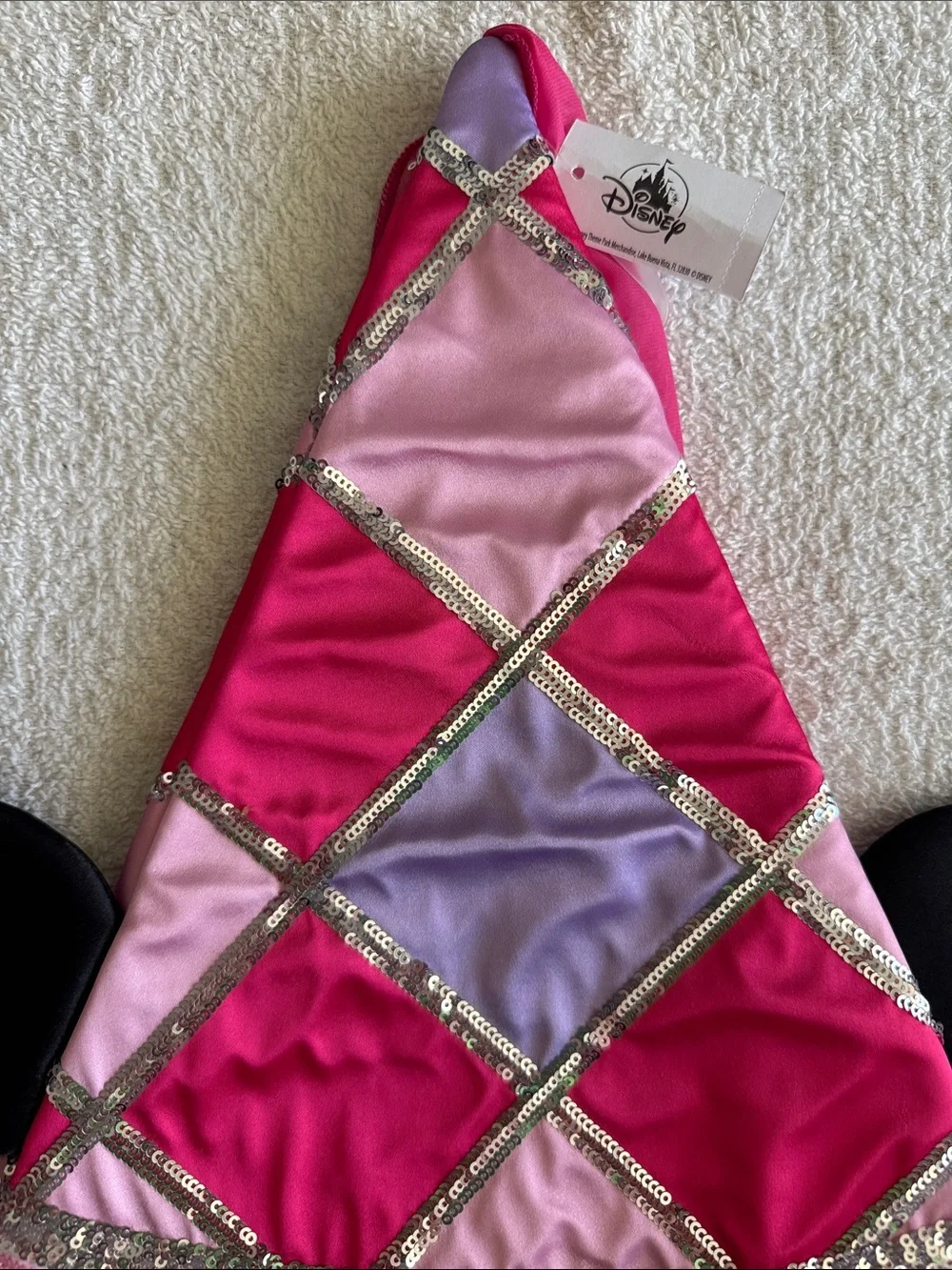 Disney Pink and Purple Sequin Minnie Mouse Cone Hat with Black Ears